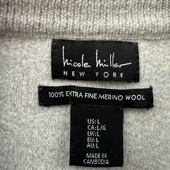 Nicole Miller Light Gray Merino Wool Sweater/ woman’s S - Picture 11 of 15